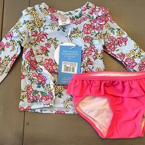 RuffleButts Baby Girls Long Sleeve Rash Guard Bikini NWT